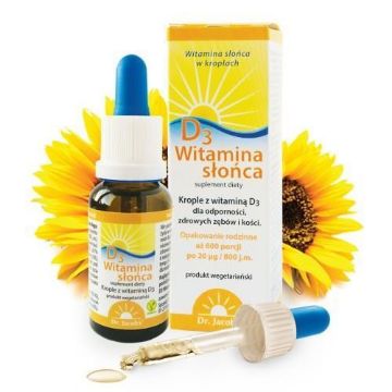 Pokaż szczegóły dla Dr.Jacob's Witamina D3 800 w kroplach 20ml Obrazek Dr.Jacob's Witamina D3 800 w kroplach 20ml