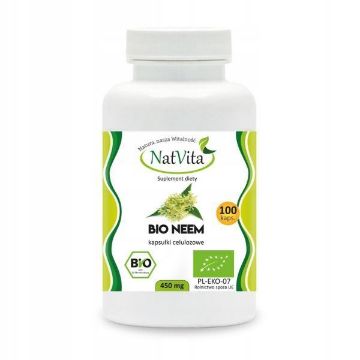 Pokaż szczegóły dla NatVita Bio Neem 450g 100kaps Obrazek NatVita Bio Neem 450g 100kaps