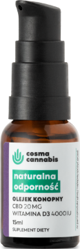 Pokaż szczegóły dla Cosma Cannabis Odporność Olejek konopny 15ml Obrazek Cosma Cannabis Odporność Olejek konopny 15ml