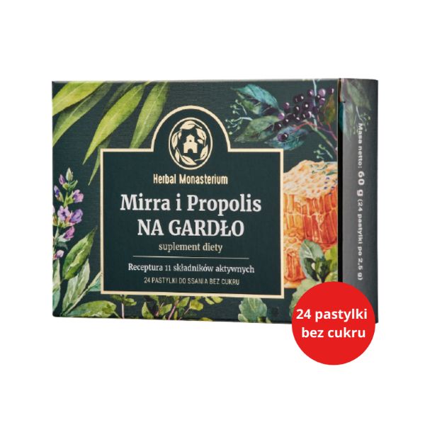 Obrazek Herbal Monasterium Mirra i propolis na gardło 24 pastylki