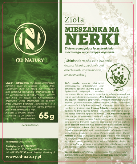 Zioła Na Nerki 65g Naturalne Suplementy Witaminy I Zioła Od Naturypl 0290