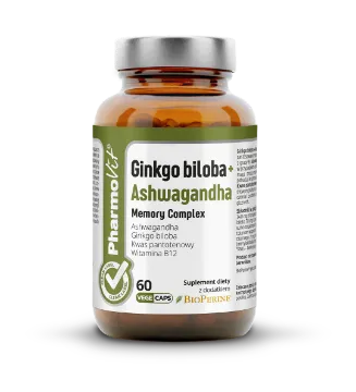 Pokaż szczegóły dla Pharmovit Ginkgo biloba + Ashwagandha 60 kaps. Obrazek Pharmovit Ginkgo biloba + Ashwagandha 60 kaps.